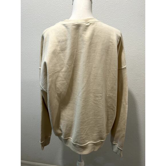 CHAMPION Women's Logo Fleece Crewneck Sweatshirt In Fresh Skin Tan Size XL B47 - Picture 4 of 6